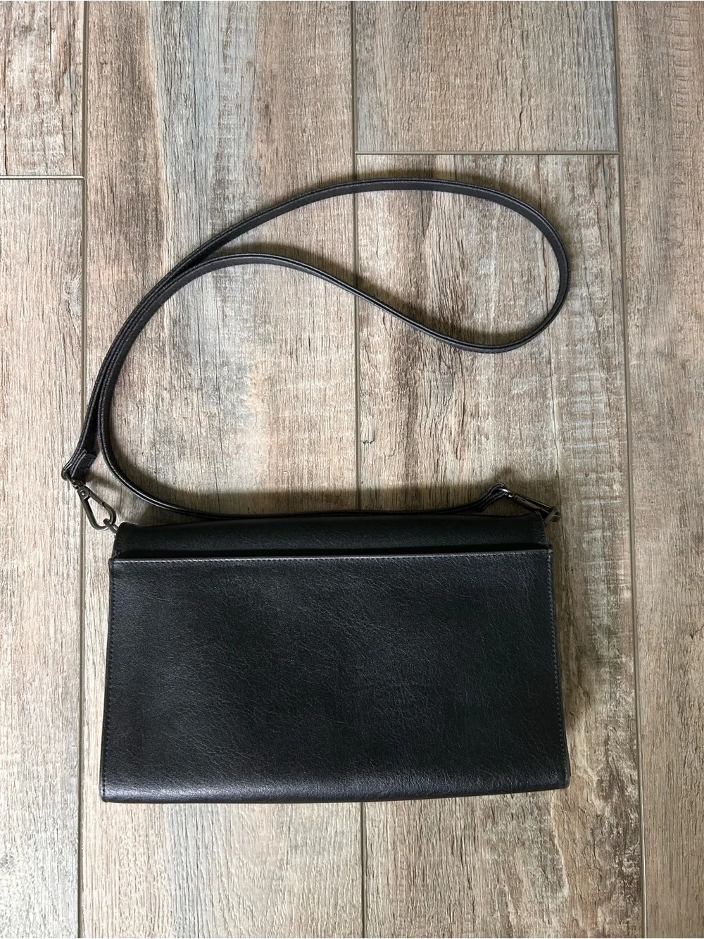 Matt & Nat Black Vegan Leather Flap Crossbody Bag